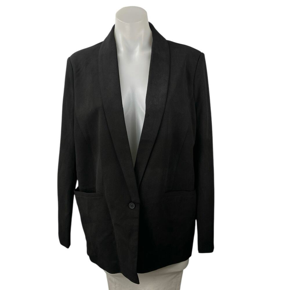 NEW Noisy May Black One Button Collared Long Sleeve Pocket Blazer Coat Jacket S